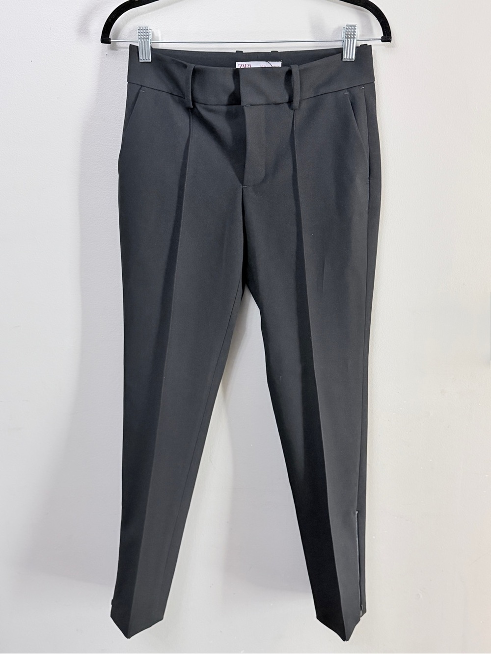 Zara High-Waisted Tailored Dress Pants Ankle-Zip Dark Gray Size 2 / 34